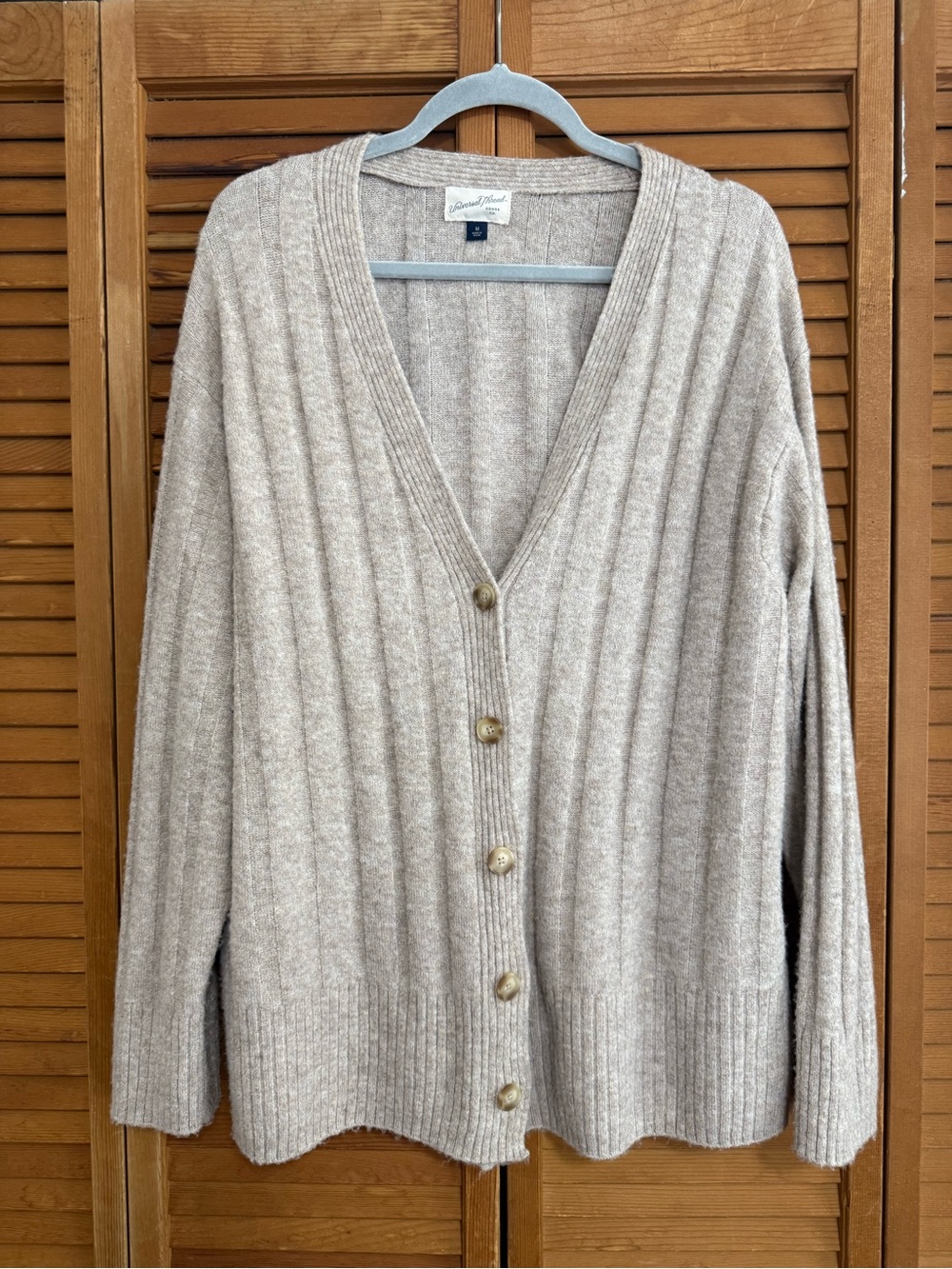 Universal Thread Target Taupe Ribbed V-Neck Cardigan Sweater